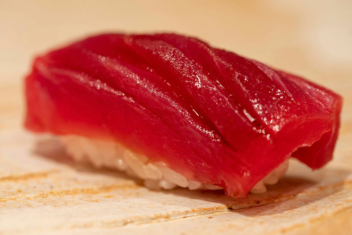 Close up image of salmon sushi